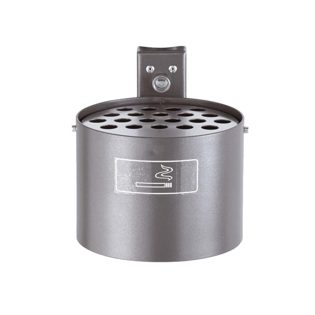 Cendrier rond, avec poteau, sans toit de protection, 4 litres, galvanisé à chaud et revêtu par poudrage