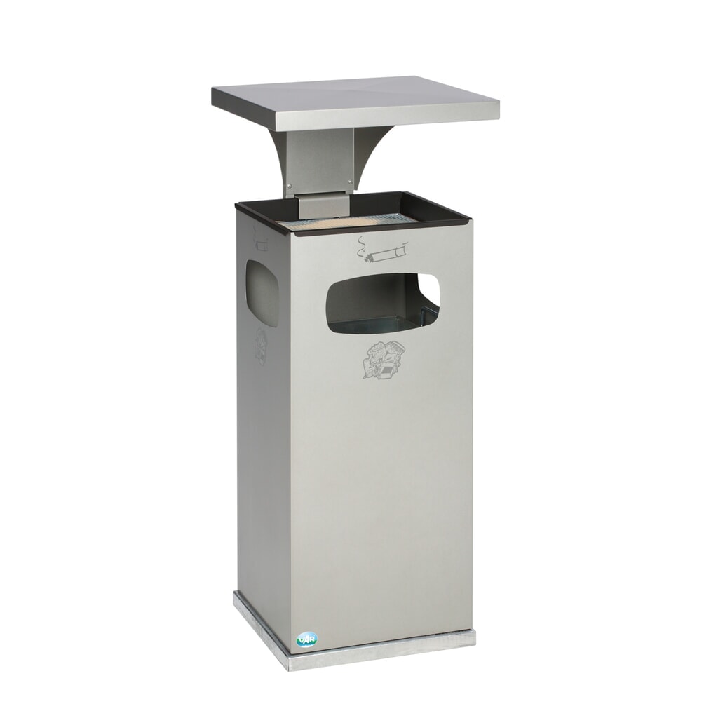 Cendrier VAR® pour montage au sol, modèle combiné, 38 litres, vert mousse N° de l'image du produit 2 : Cendrier VAR® pour montage au sol, modèle combiné, 38 litres, vert mousse
