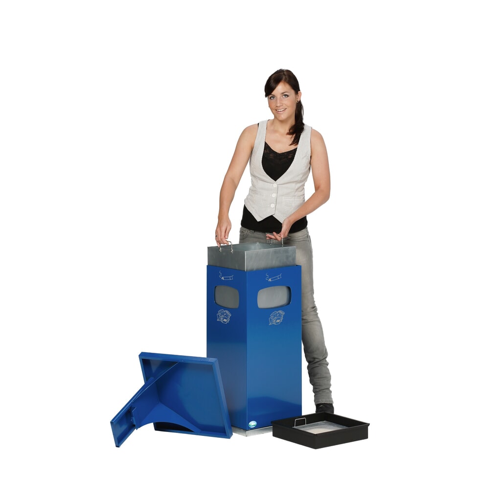 N° de l'image du produit 3 : Cendrier VAR® pour montage au sol, modèle combiné, 38 litres, vert mousse