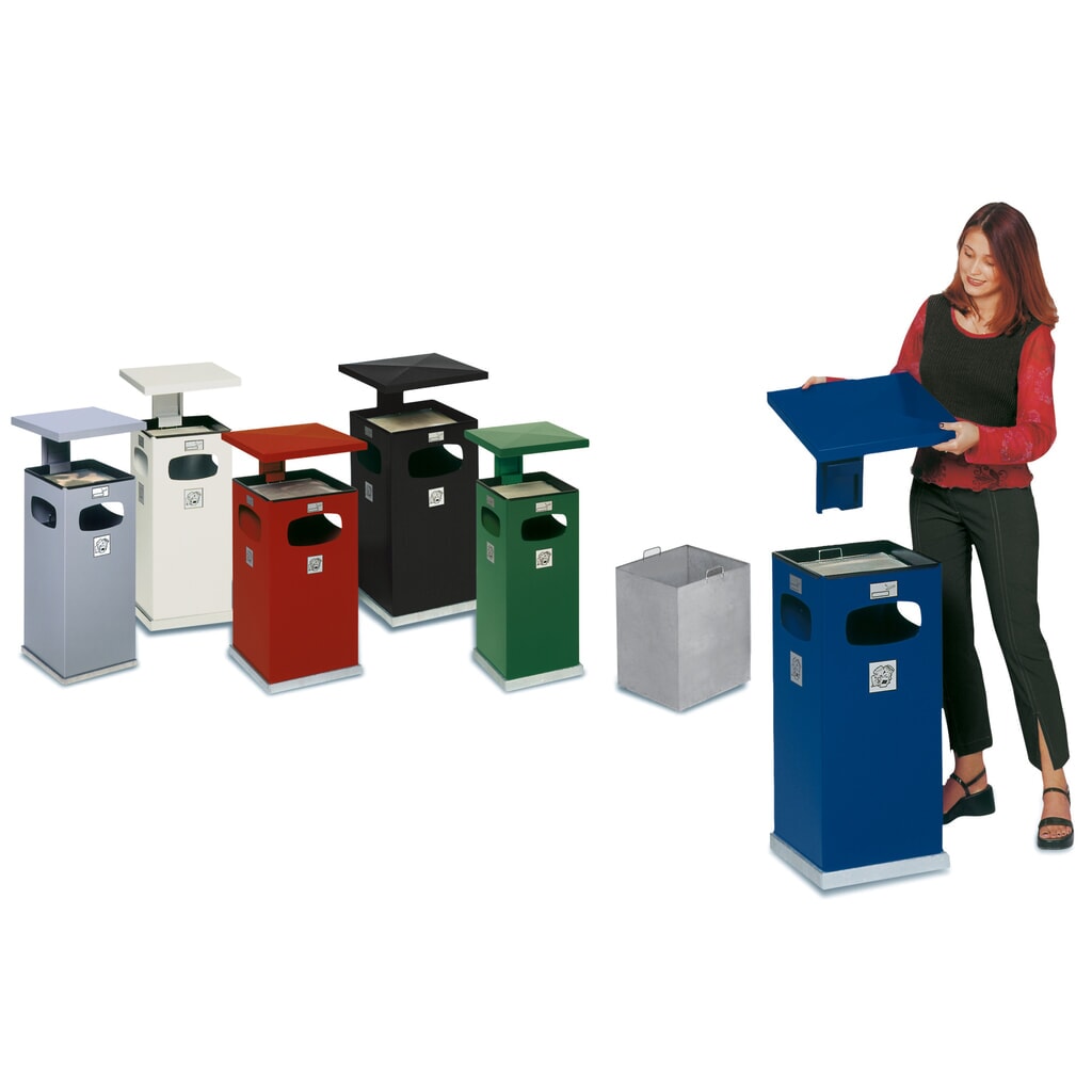 Cendrier VAR® pour montage au sol, modèle combiné, 38 litres, blanc trafic Illustration du produit: Cendrier VAR® pour montage au sol, modèle combiné, 38 litres, blanc trafic