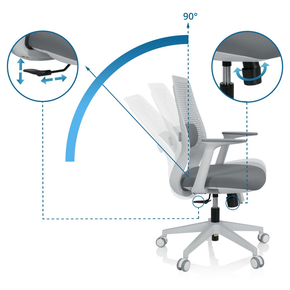Numéro de l'image du produit 2: Chaise de bureau / chaise pivotante hjh OFFICE PARFERIO W tissu, gris