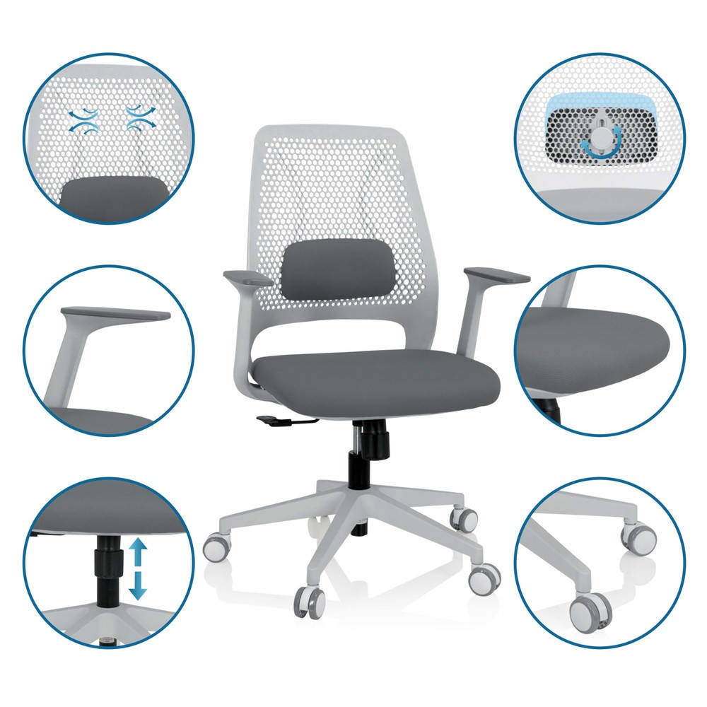 Numéro de l'image du produit 3: Chaise de bureau / chaise pivotante hjh OFFICE PARFERIO W tissu, gris