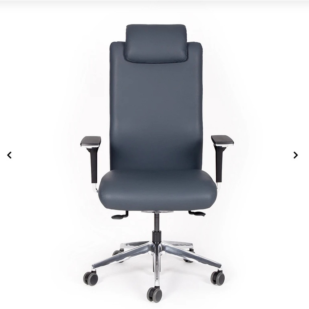 Numéro de l'image du produit 1: Chaise de bureau lento agilis XL AG13, 100 % cuir véritable, bleu foncé, avec appui-tête