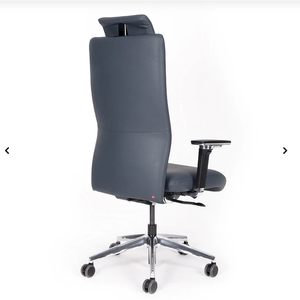 Numéro de l'image du produit 3: Chaise de bureau lento agilis XL AG13, 100 % cuir véritable, bleu foncé, avec appui-tête