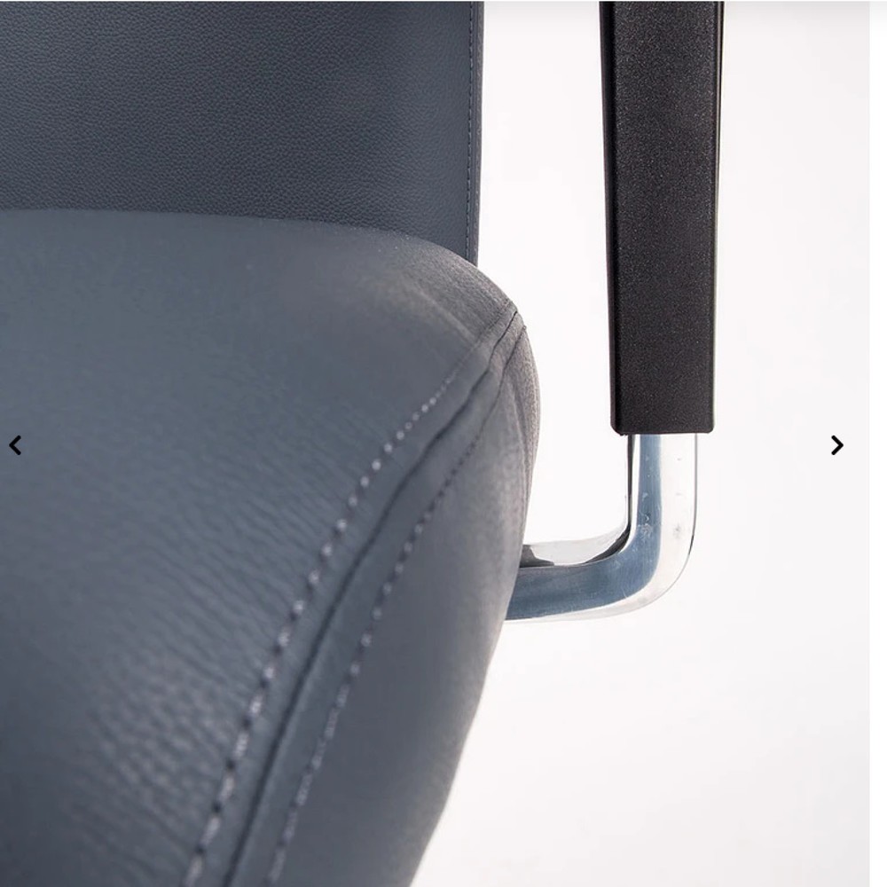 Numéro de l'image du produit 5: Chaise de bureau lento agilis XL AG13, 100 % cuir véritable, bleu foncé, avec appui-tête