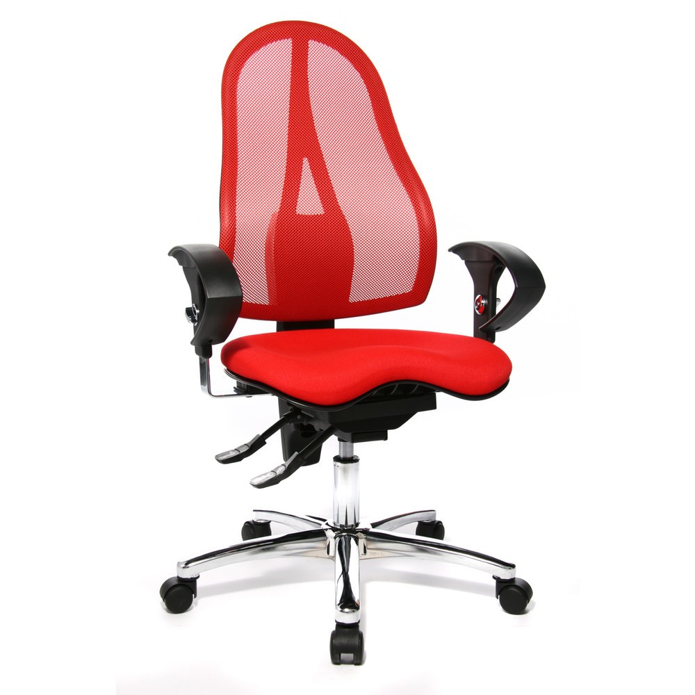 Numéro de l'image du produit 2: Chaise de bureau pivotante Topstar® Ortho 15, dossier en mesh, accoudoirs réglables en hauteur, rouge