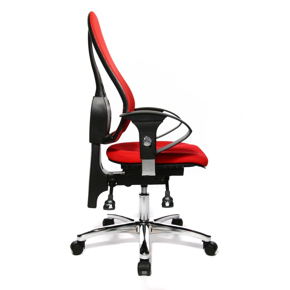 Numéro de l'image du produit 4: Chaise de bureau pivotante Topstar® Ortho 15, dossier en mesh, accoudoirs réglables en hauteur, rouge
