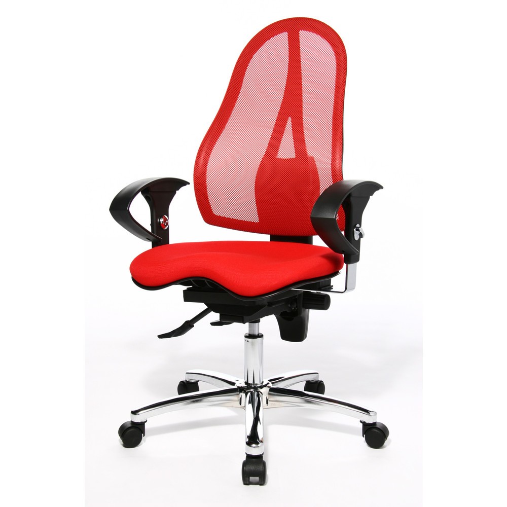 Numéro de l'image du produit 6: Chaise de bureau pivotante Topstar® Ortho 15, dossier en mesh, accoudoirs réglables en hauteur, rouge