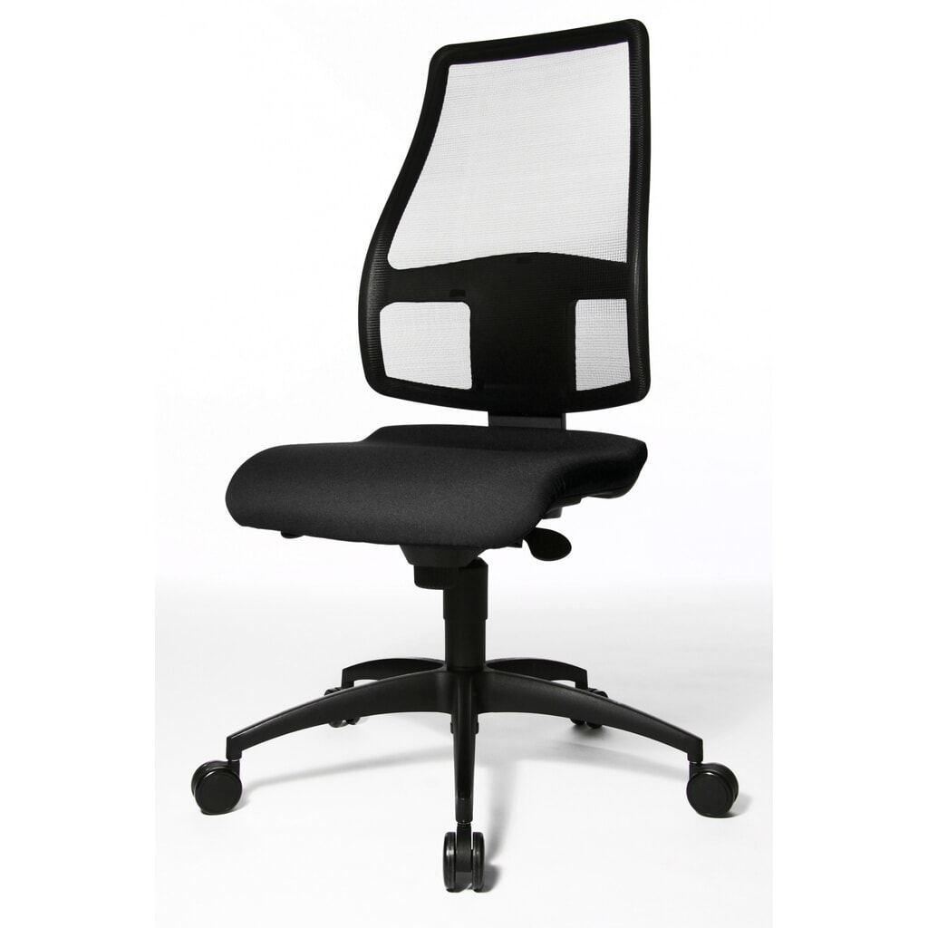 Chaise de bureau pivotante Topstar® Syncro, dossier en mesh respirant, noire N° de l'image du produit 2 : Chaise de bureau pivotante Topstar® Syncro, dossier en mesh respirant, noire