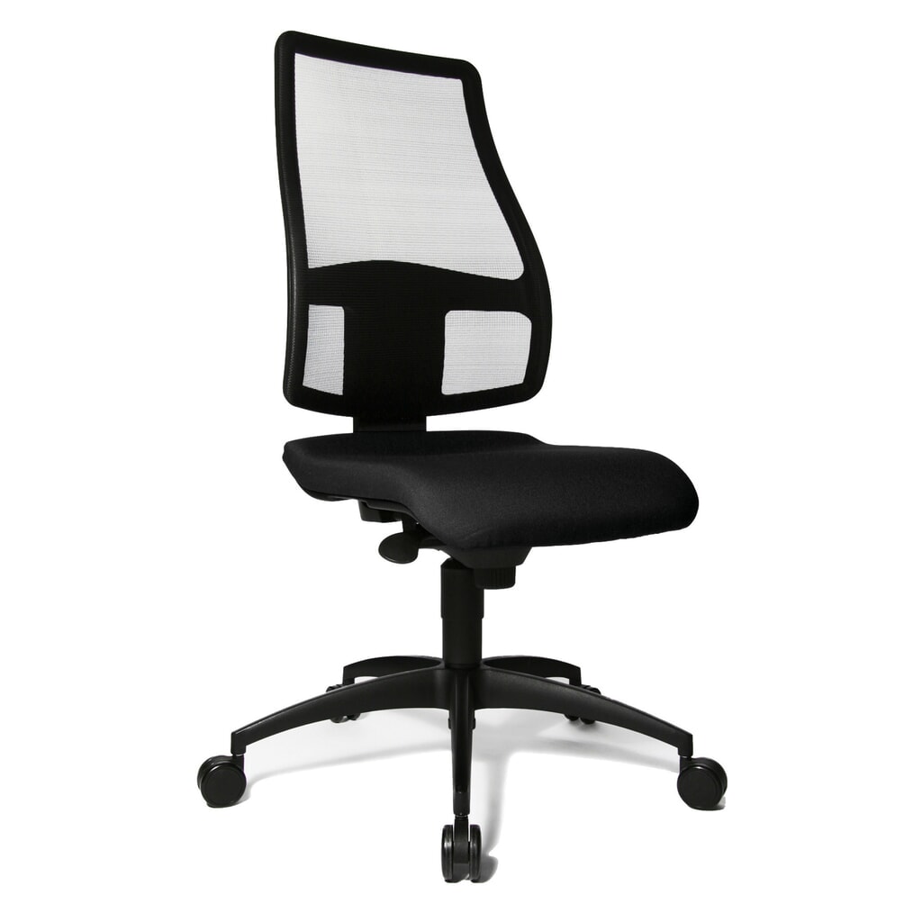Chaise de bureau pivotante Topstar® Syncro, dossier en mesh respirant, noire Illustration du produit: Chaise de bureau pivotante Topstar® Syncro, dossier en mesh respirant, noire