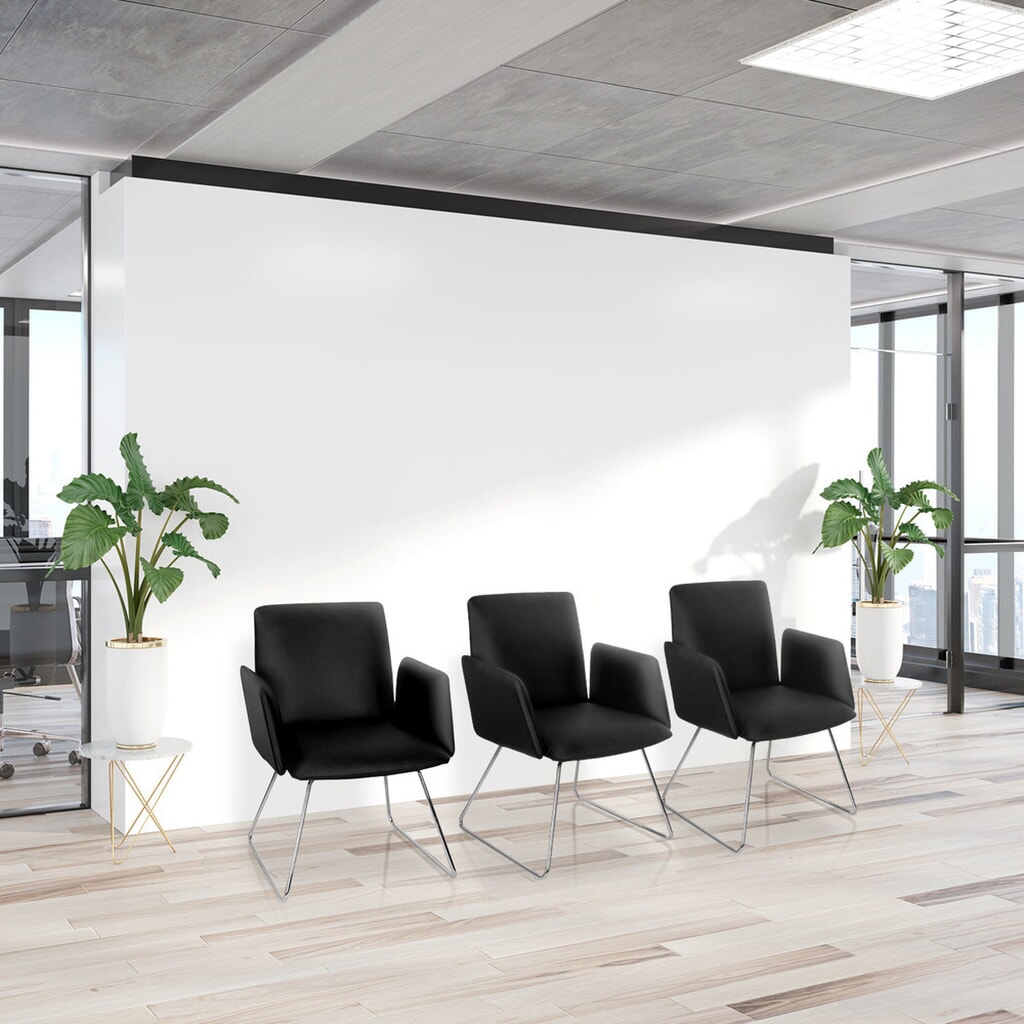 Chaise-visiteur / chaise à patins hjh OFFICE DESIGNIA V similicuir, noir N° de l'image du produit 4 : Chaise-visiteur / chaise à patins hjh OFFICE DESIGNIA V similicuir, noir