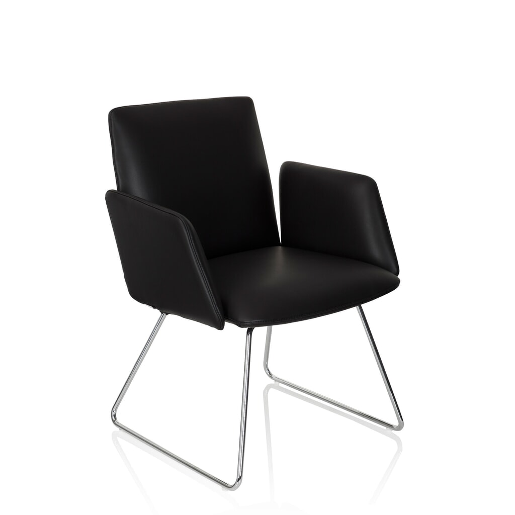 N° de l'image du produit 8 : Chaise-visiteur / chaise à patins hjh OFFICE DESIGNIA V similicuir, noir