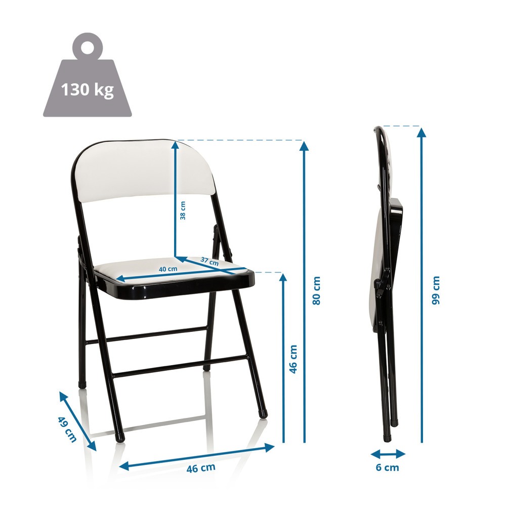 N° de l'image du produit 5 : Chaise de conférence / chaise-visiteur / chaise pliante hjh OFFICE TUDELA PU, blanc