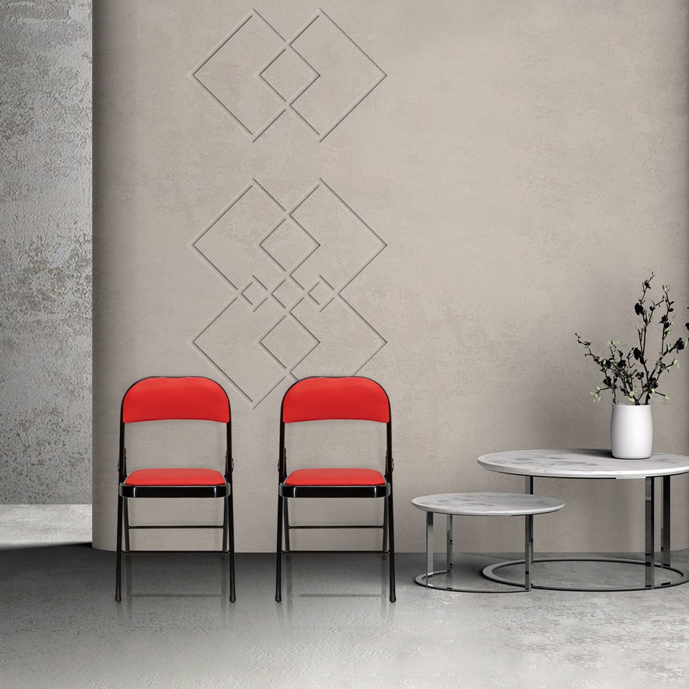 N° de l'image du produit 6 : Chaise de conférence / chaise-visiteur / chaise pliante hjh OFFICE BANDA V PU, rouge