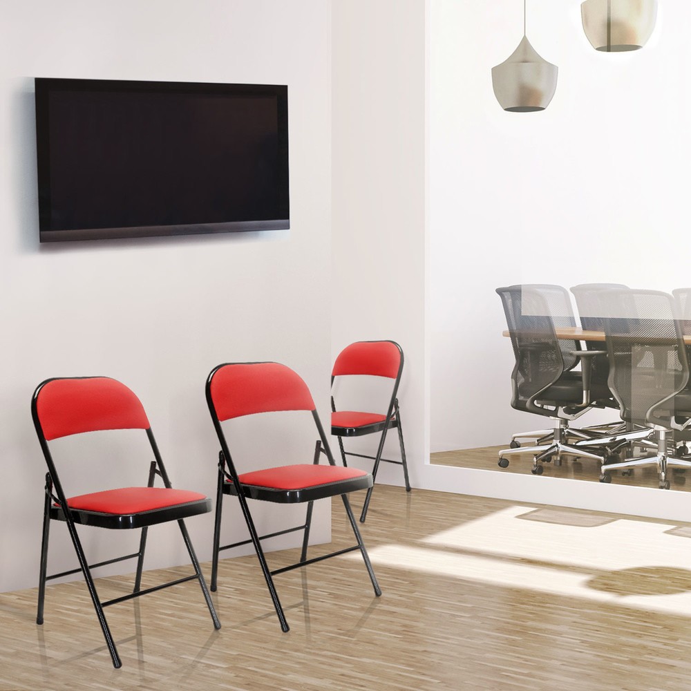 N° de l'image du produit 7 : Chaise de conférence / chaise-visiteur / chaise pliante hjh OFFICE BANDA V PU, rouge