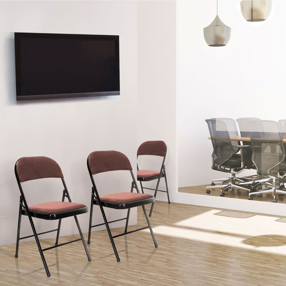 Numéro de l'image du produit 7: Chaise de conférence / chaise-visiteur / chaise pliante hjh OFFICE TUDELA I velours, rose
