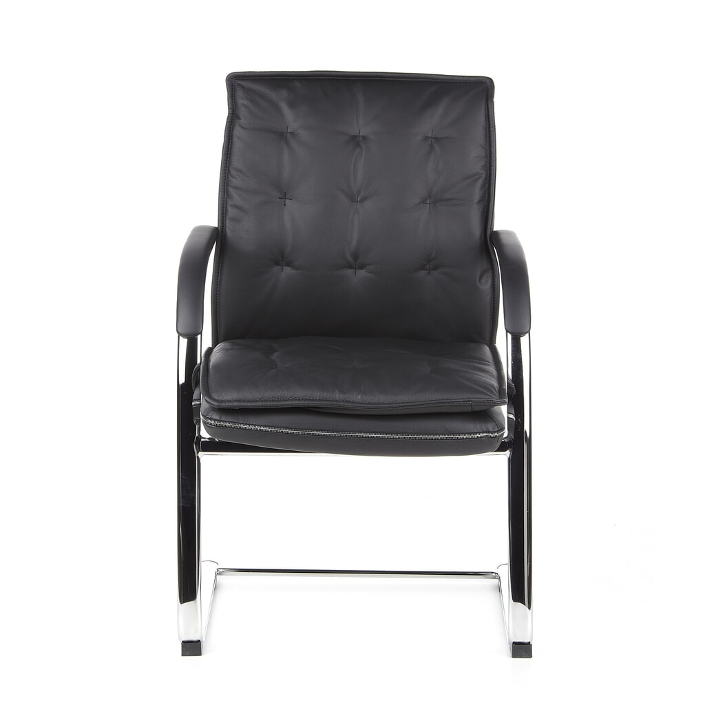 N° de l'image du produit 1 : Chaise de conférence / fauteuil suspendu hjh OFFICE VILLA V cuir nappa, noir