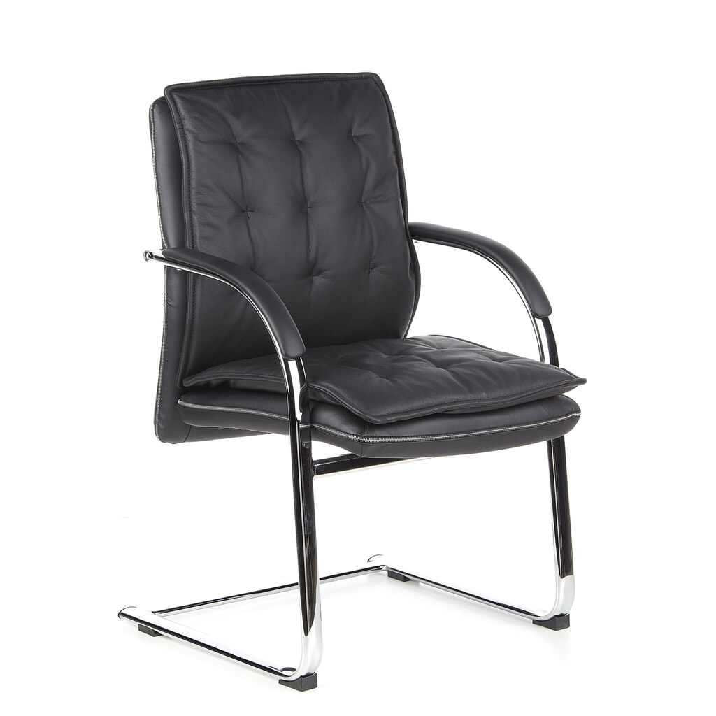 Chaise de conférence / fauteuil suspendu hjh OFFICE VILLA V cuir nappa, noir N° de l'image du produit 2 : Chaise de conférence / fauteuil suspendu hjh OFFICE VILLA V cuir nappa, noir
