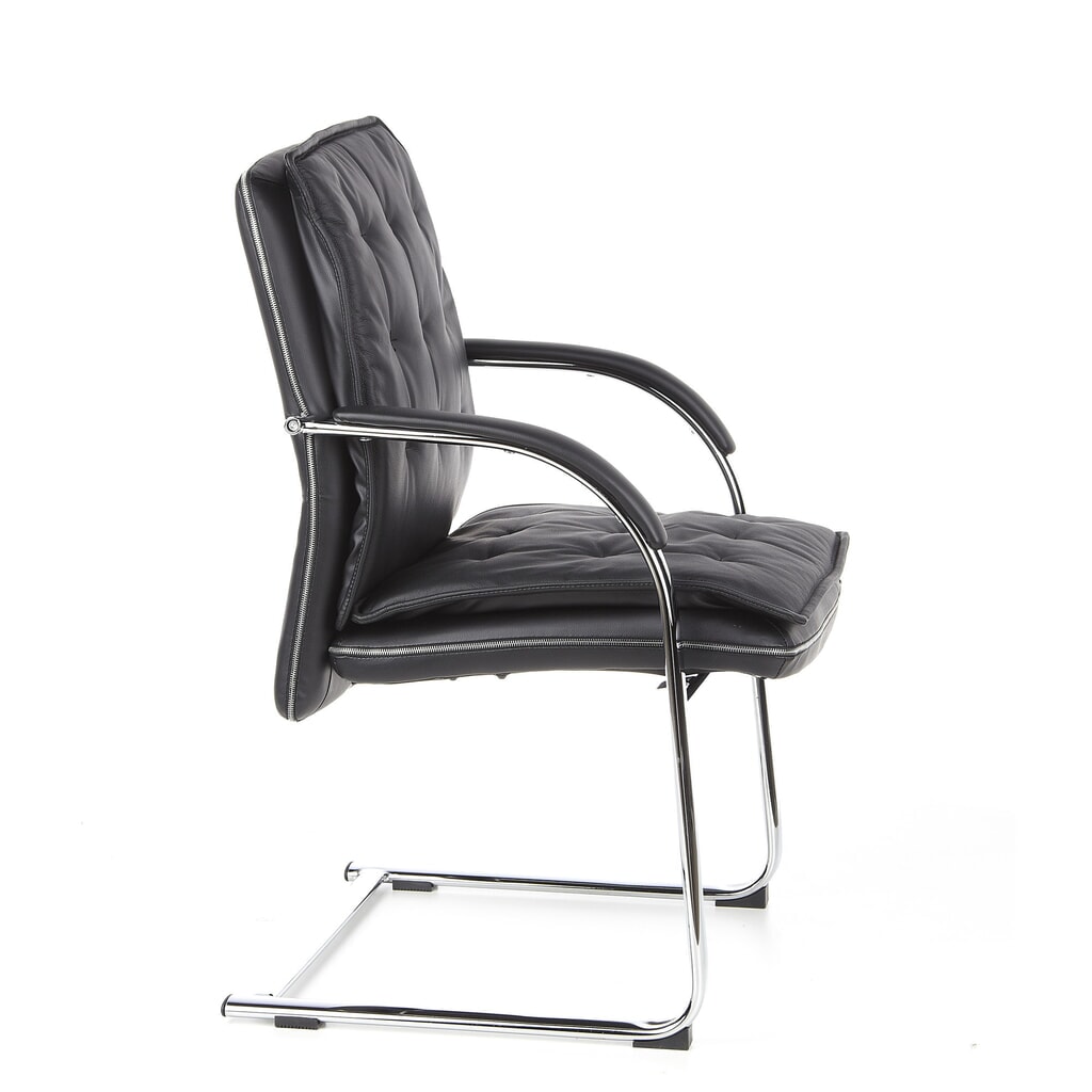 Chaise de conférence / fauteuil suspendu hjh OFFICE VILLA V cuir nappa, noir N° de l'image du produit 3 : Chaise de conférence / fauteuil suspendu hjh OFFICE VILLA V cuir nappa, noir