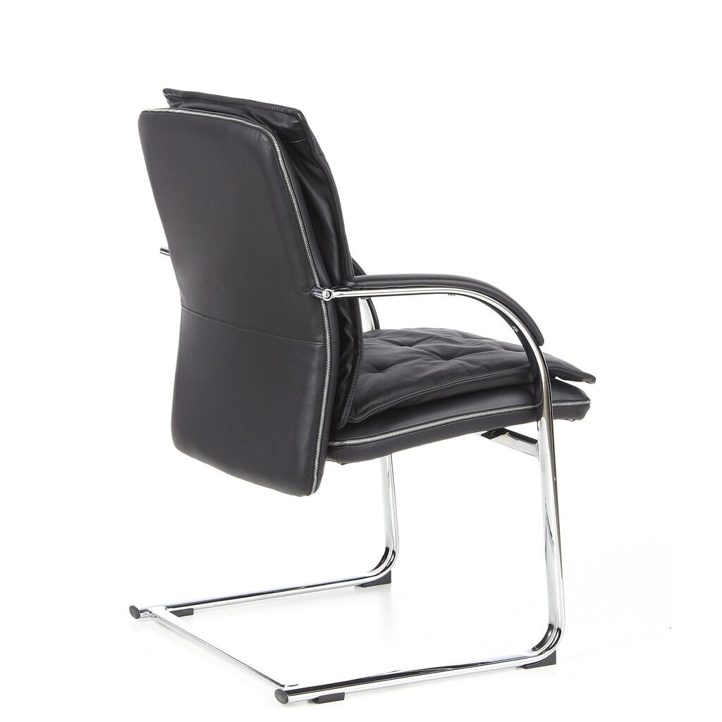 Chaise de conférence / fauteuil suspendu hjh OFFICE VILLA V cuir nappa, noir N° de l'image du produit 4 : Chaise de conférence / fauteuil suspendu hjh OFFICE VILLA V cuir nappa, noir