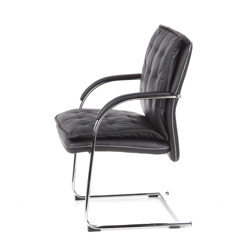 Chaise de conférence / fauteuil suspendu hjh OFFICE VILLA V cuir nappa, noir N° de l'image du produit 9 : Chaise de conférence / fauteuil suspendu hjh OFFICE VILLA V cuir nappa, noir