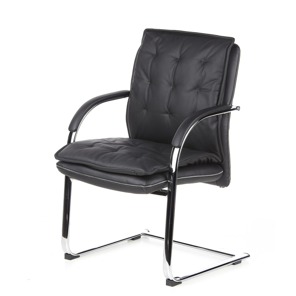 Chaise de conférence / fauteuil suspendu hjh OFFICE VILLA V cuir nappa, noir N° de l'image du produit 10 : Chaise de conférence / fauteuil suspendu hjh OFFICE VILLA V cuir nappa, noir