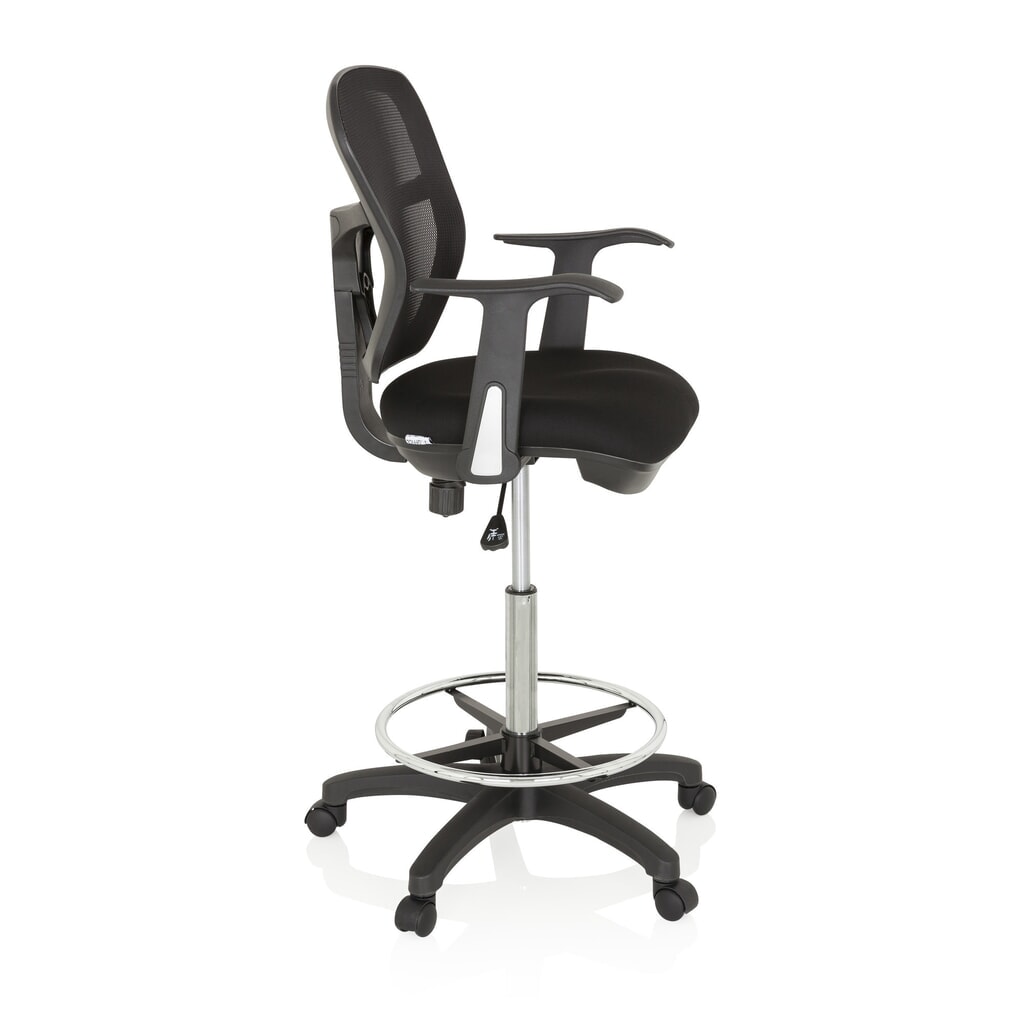 N° de l'image du produit 3 : Siège de travail / siège de comptoir hjh OFFICE TOP WORK 108 tissu/maille, noir