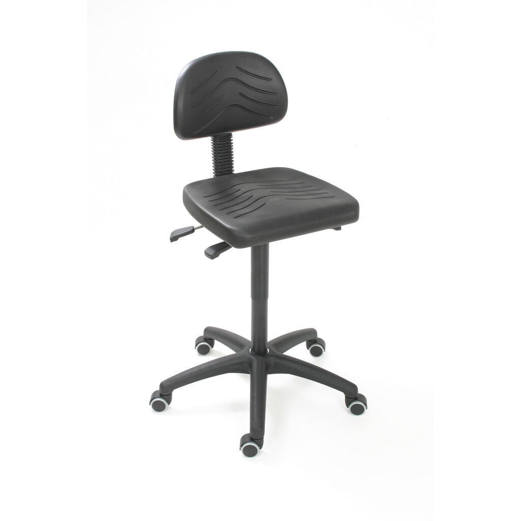Chaise de travail pivotante HEMMDAL Easy en polyuréthane, hauteur d'assise 450-650 mm, base en plastique, roulettes Illustration du produit: Chaise de travail pivotante HEMMDAL Easy en polyuréthane, hauteur d'assise 450-650 mm, base en plastique, roulettes