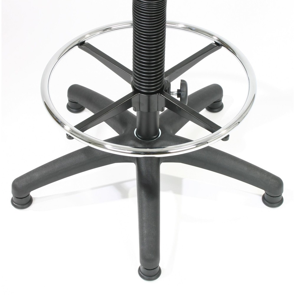 Numéro de l'image du produit 4: HEMMDAL Chaise de travail pivotante Easy en polyuréthane, hauteur d’assise 510-710 mm, base plastique, patins, anneau repose-pied