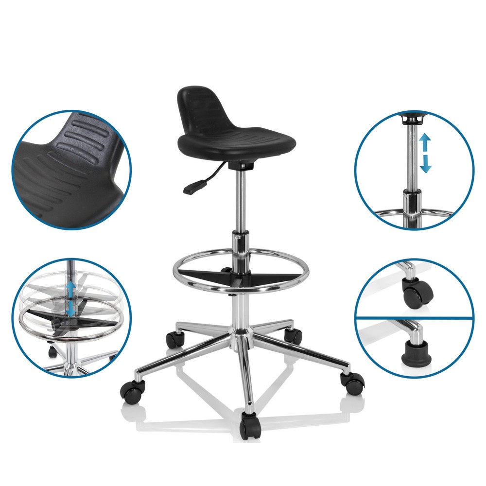 Numéro de l'image du produit 10: Siège de travail / tabouret de travail hjh OFFICE TOP WORK 3 I mousse rigide, noir