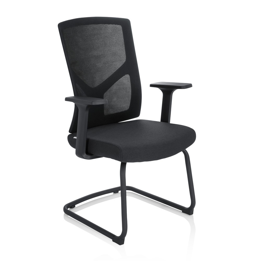 N° de l'image du produit 7 : Chaise-visiteur / siège de conférence hjh OFFICE BRETON V B tissu / maille, noir