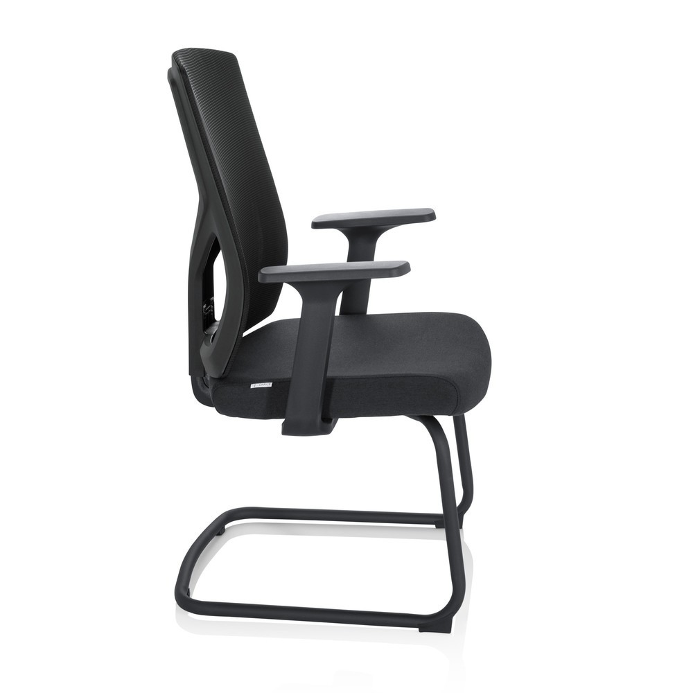 N° de l'image du produit 8 : Chaise-visiteur / siège de conférence hjh OFFICE BRETON V B tissu / maille, noir