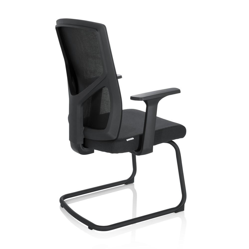 N° de l'image du produit 9 : Chaise-visiteur / siège de conférence hjh OFFICE BRETON V B tissu / maille, noir