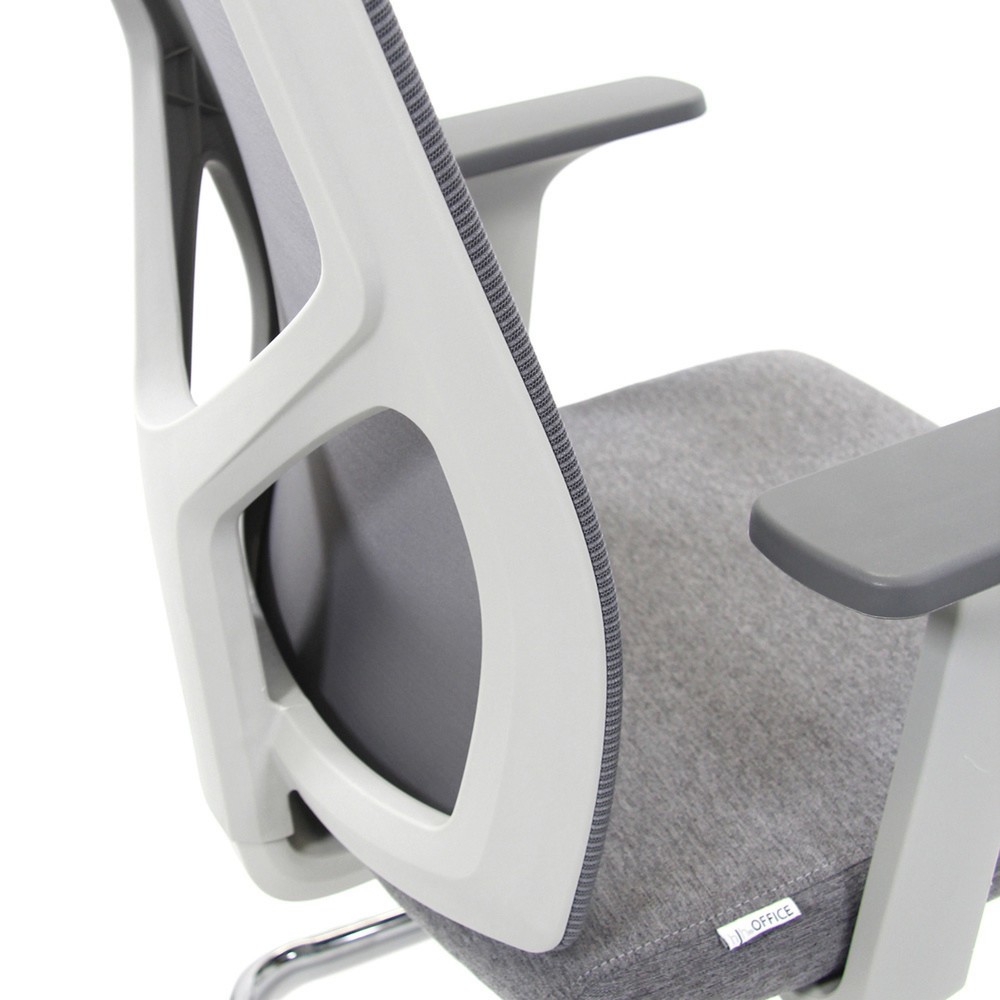N° de l'image du produit 4 : Chaise-visiteur / siège de conférence hjh OFFICE BRETON V W tissu / maille, gris