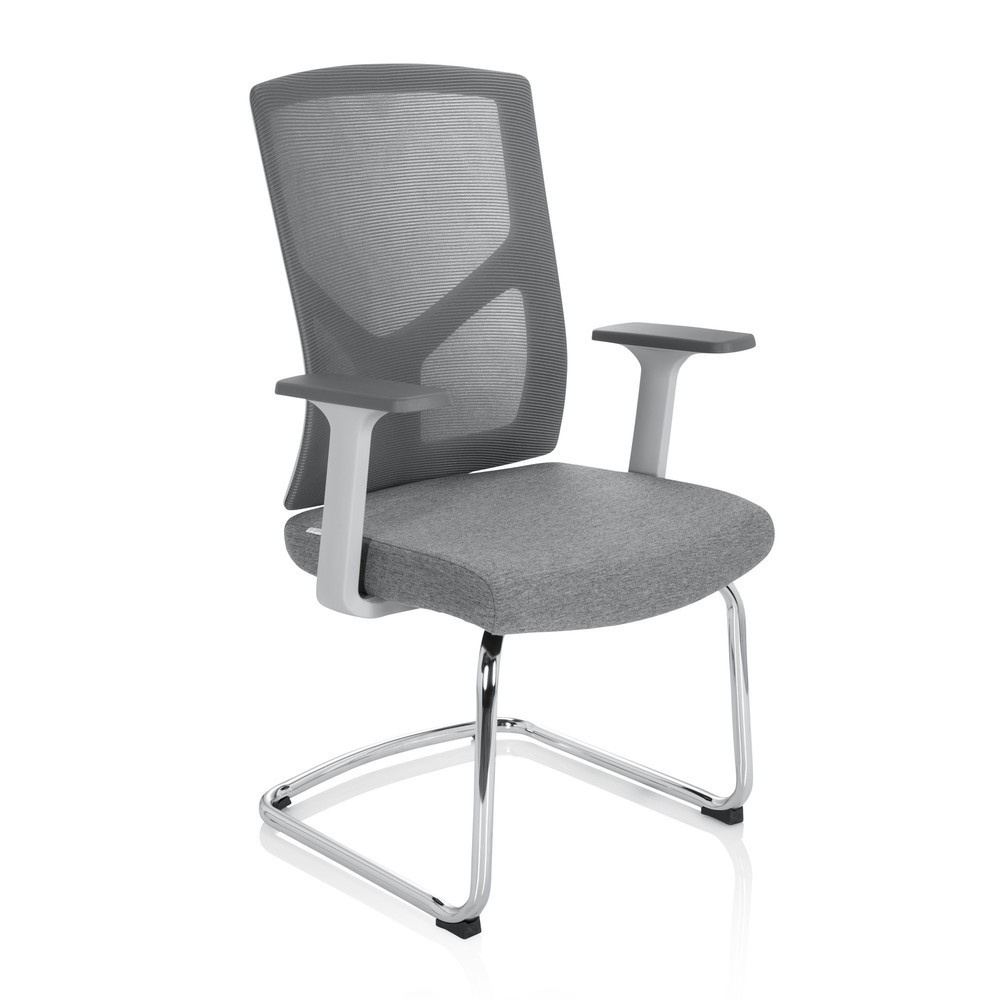 N° de l'image du produit 10 : Chaise-visiteur / siège de conférence hjh OFFICE BRETON V W tissu / maille, gris