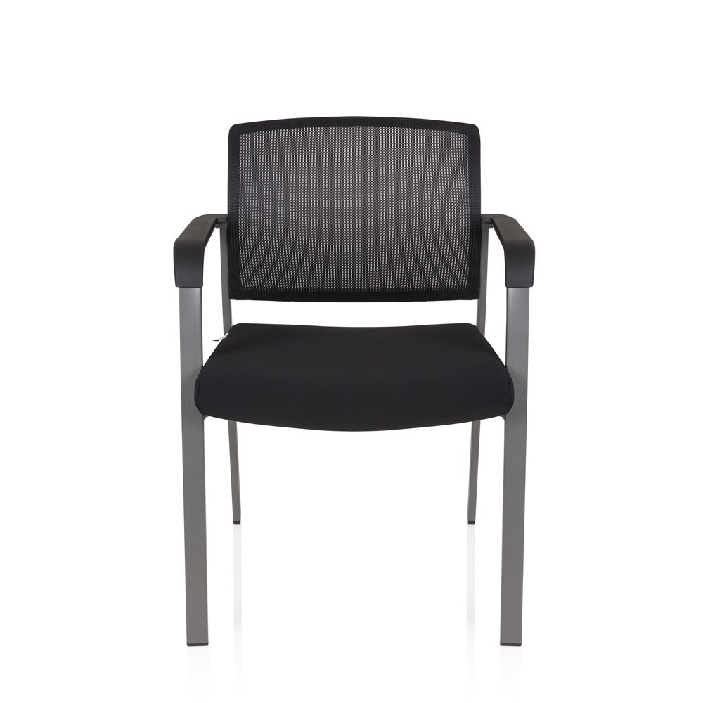 Numéro de l'image du produit 1: Chaise-visiteur / chaise de conférence hjh OFFICE MEET gris maille/tissu, noir