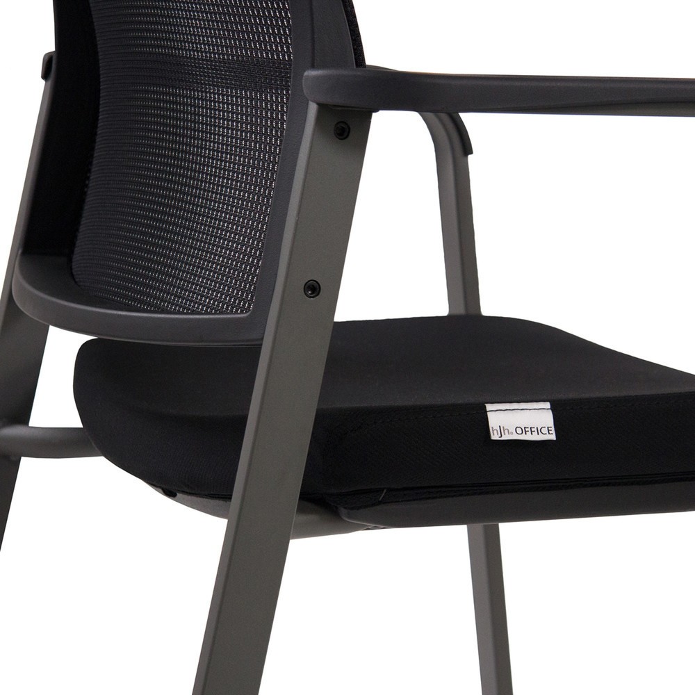 Numéro de l'image du produit 3: Chaise-visiteur / chaise de conférence hjh OFFICE MEET gris maille/tissu, noir