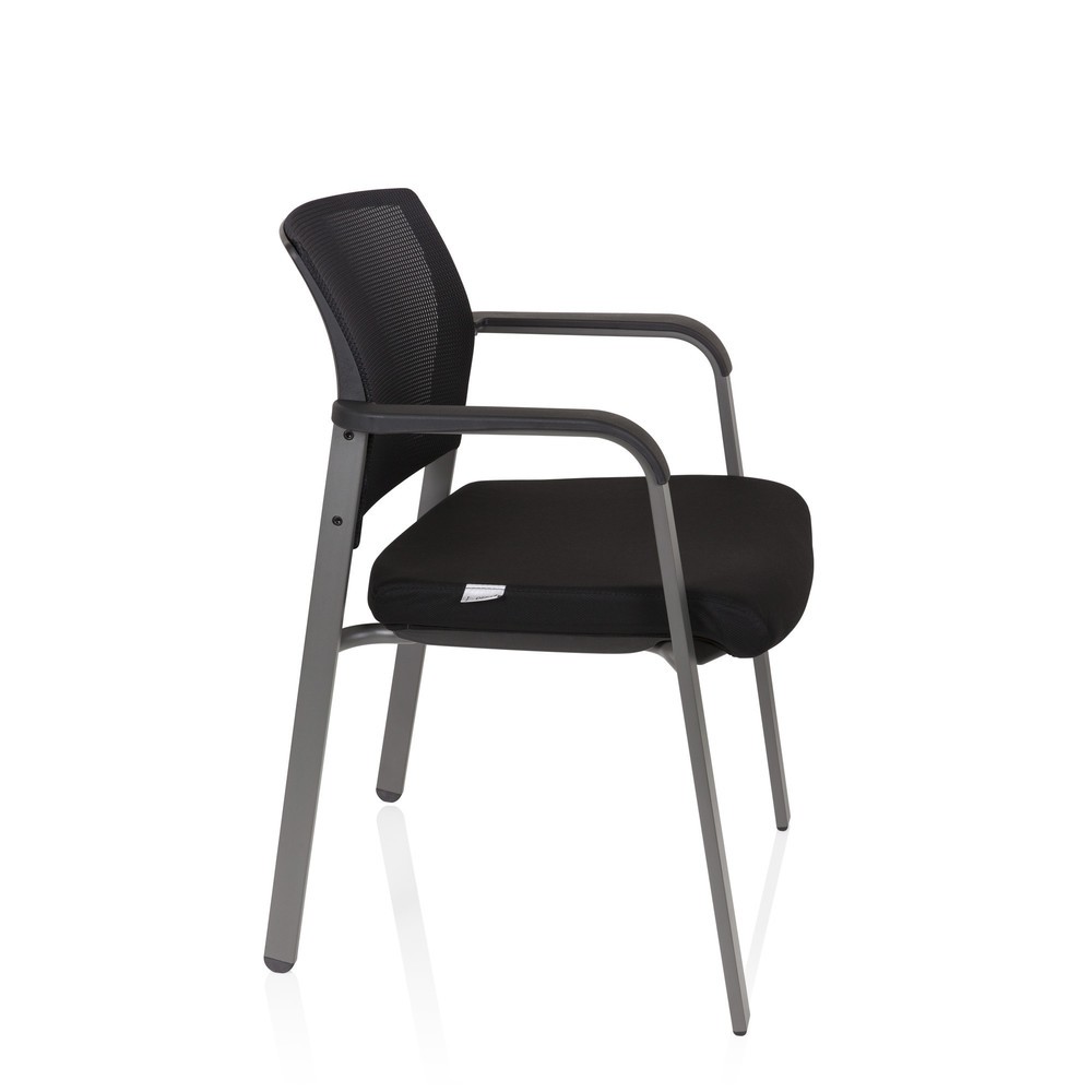 Numéro de l'image du produit 6: Chaise-visiteur / chaise de conférence hjh OFFICE MEET gris maille/tissu, noir