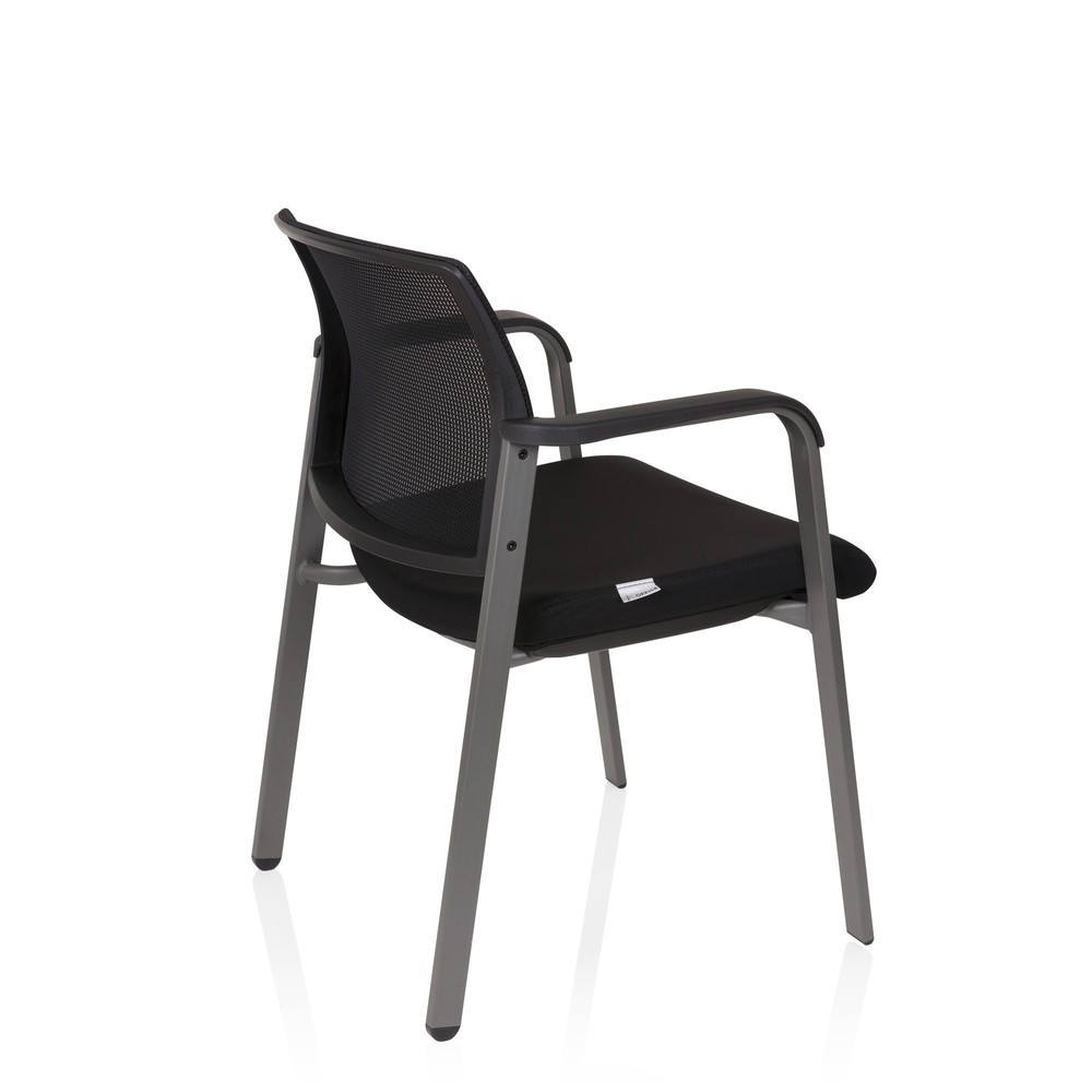 Numéro de l'image du produit 7: Chaise-visiteur / chaise de conférence hjh OFFICE MEET gris maille/tissu, noir