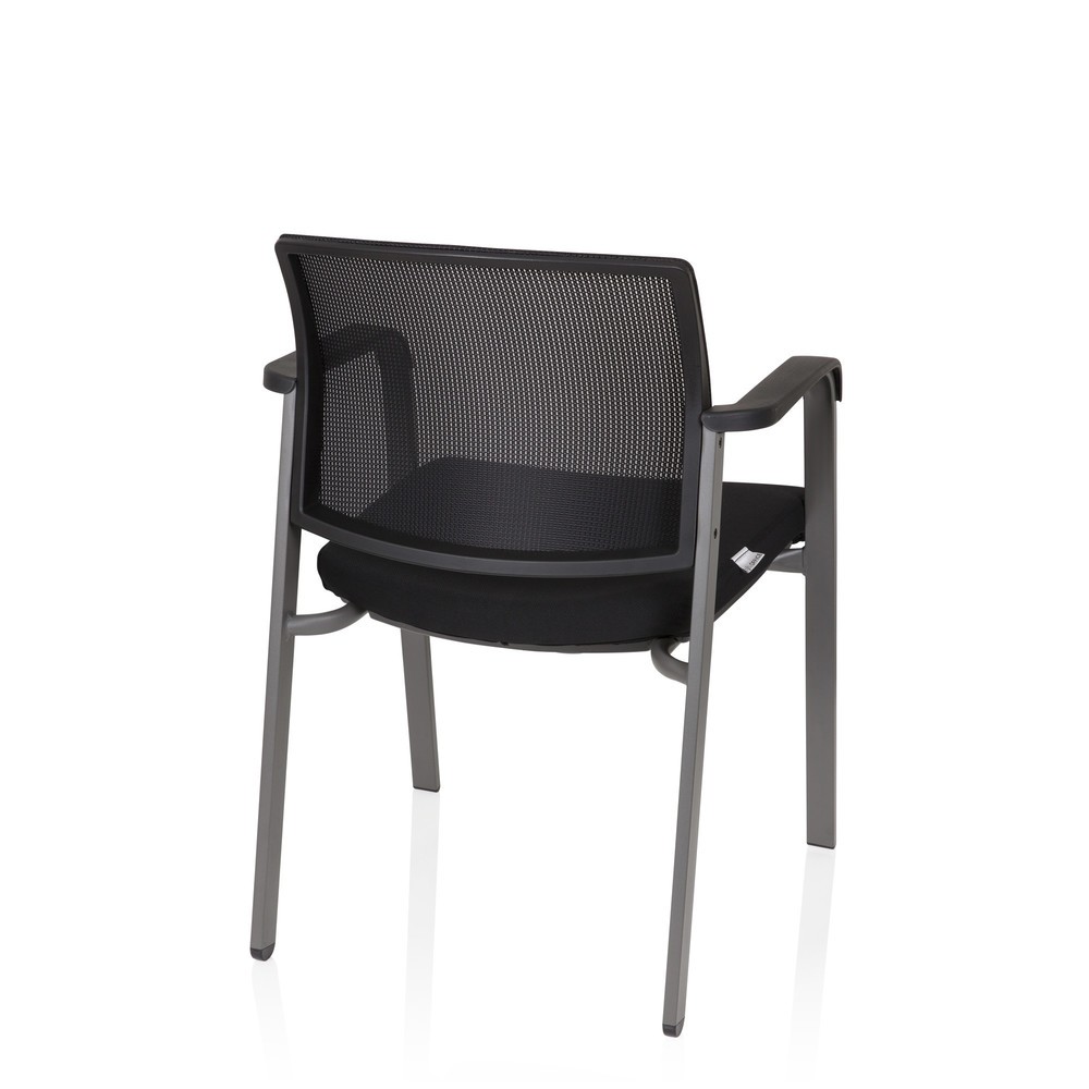 Numéro de l'image du produit 8: Chaise-visiteur / chaise de conférence hjh OFFICE MEET gris maille/tissu, noir