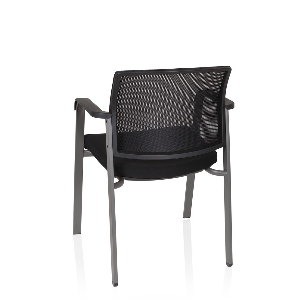 Numéro de l'image du produit 9: Chaise-visiteur / chaise de conférence hjh OFFICE MEET gris maille/tissu, noir
