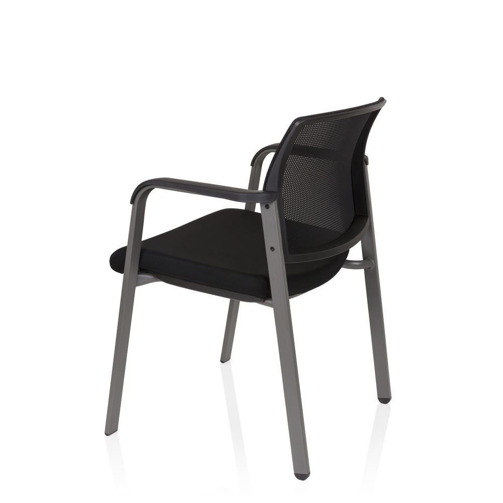 Numéro de l'image du produit 10: Chaise-visiteur / chaise de conférence hjh OFFICE MEET gris maille/tissu, noir