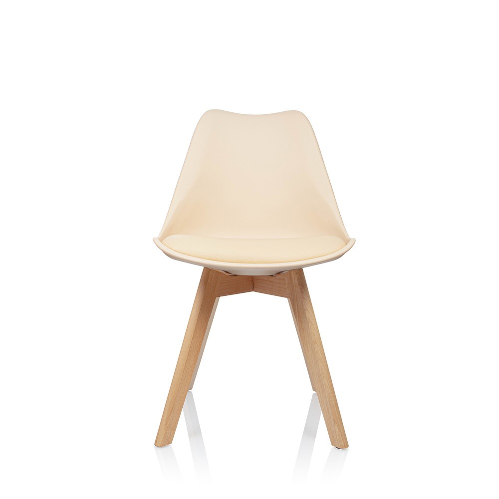 Numéro de l'image du produit 1: Chaise-visiteur / chaise à coque hjh OFFICE SCANDI plastique, lot de 4, beige