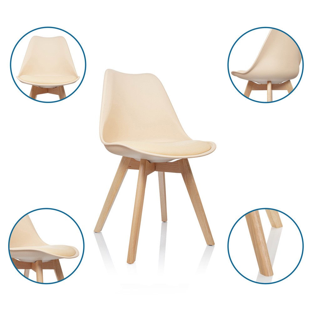 Numéro de l'image du produit 2: Chaise-visiteur / chaise à coque hjh OFFICE SCANDI plastique, lot de 4, beige