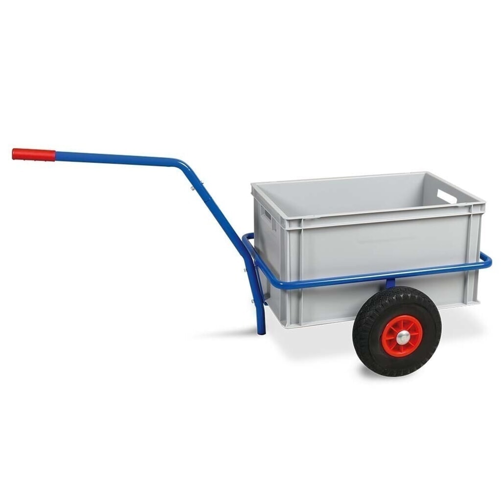 Chariot à bras en tube d'acier, capacité de charge 200 kg, avec caisse en plastique de 63 litres Illustration du produit: Chariot à bras en tube d'acier, capacité de charge 200 kg, avec caisse en plastique de 63 litres