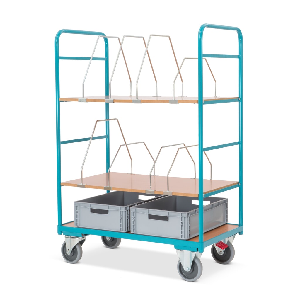 Chariot à cartons Ameise®, 2 plateaux variables de 995 x 585 mm Illustration du produit: Chariot à cartons Ameise®, 2 plateaux variables de 995 x 585 mm