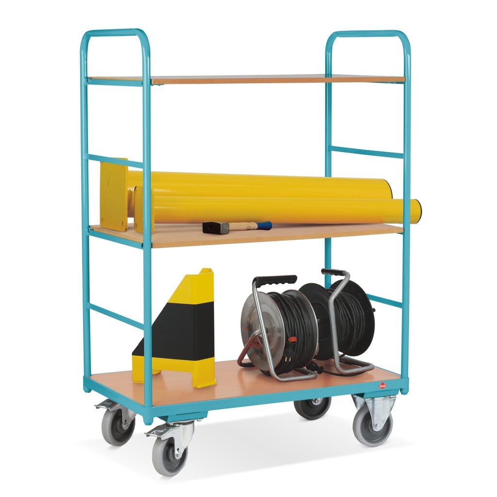 Chariot à étages Ameise®, capacité de charge de 250 kg, ouvert de tous les côtés, 3 tablettes de 1 000 x 600 mm N° de l'image du produit 3 : Chariot à étages Ameise®, capacité de charge de 250 kg, ouvert de tous les côtés, 3 tablettes de 1 000 x 600 mm