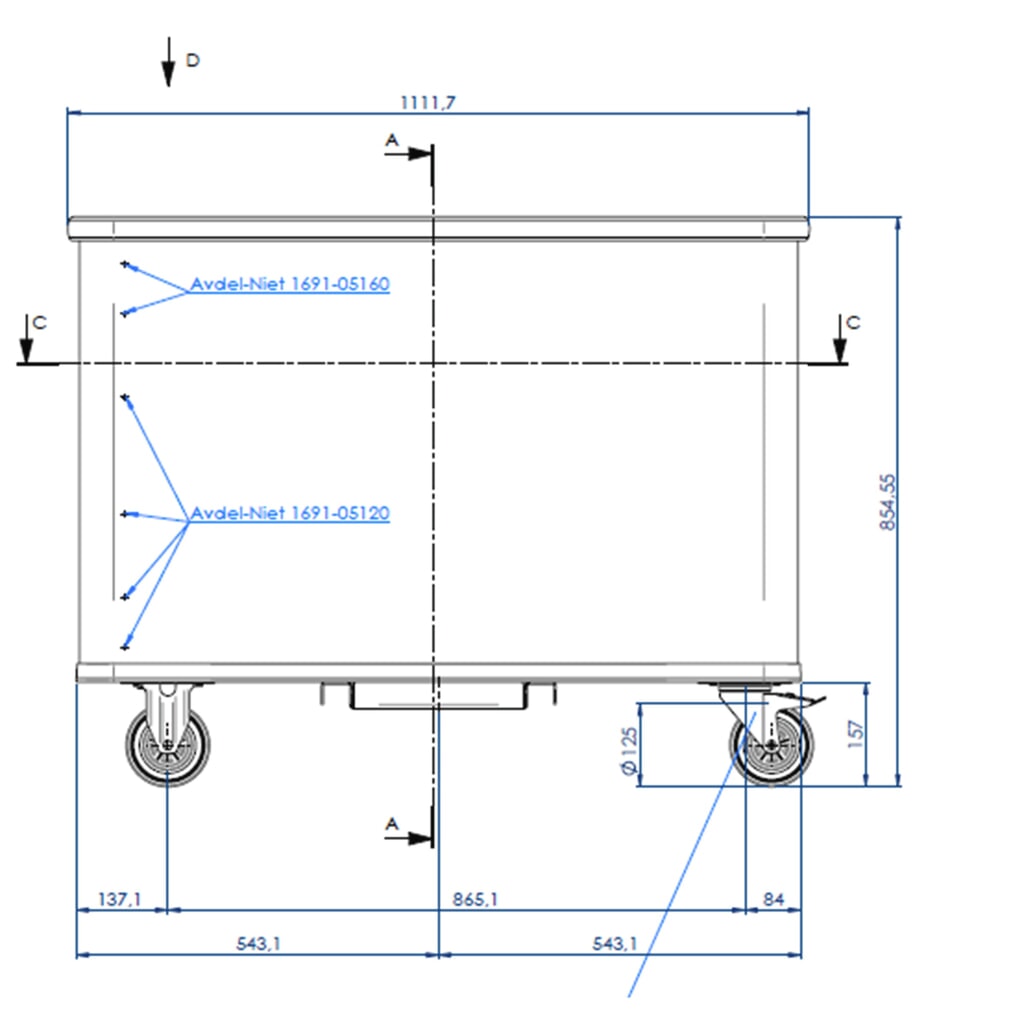 N° de l'image du produit 4 : Chariot à plateau sur ressort en aluminium, volume 380 litres