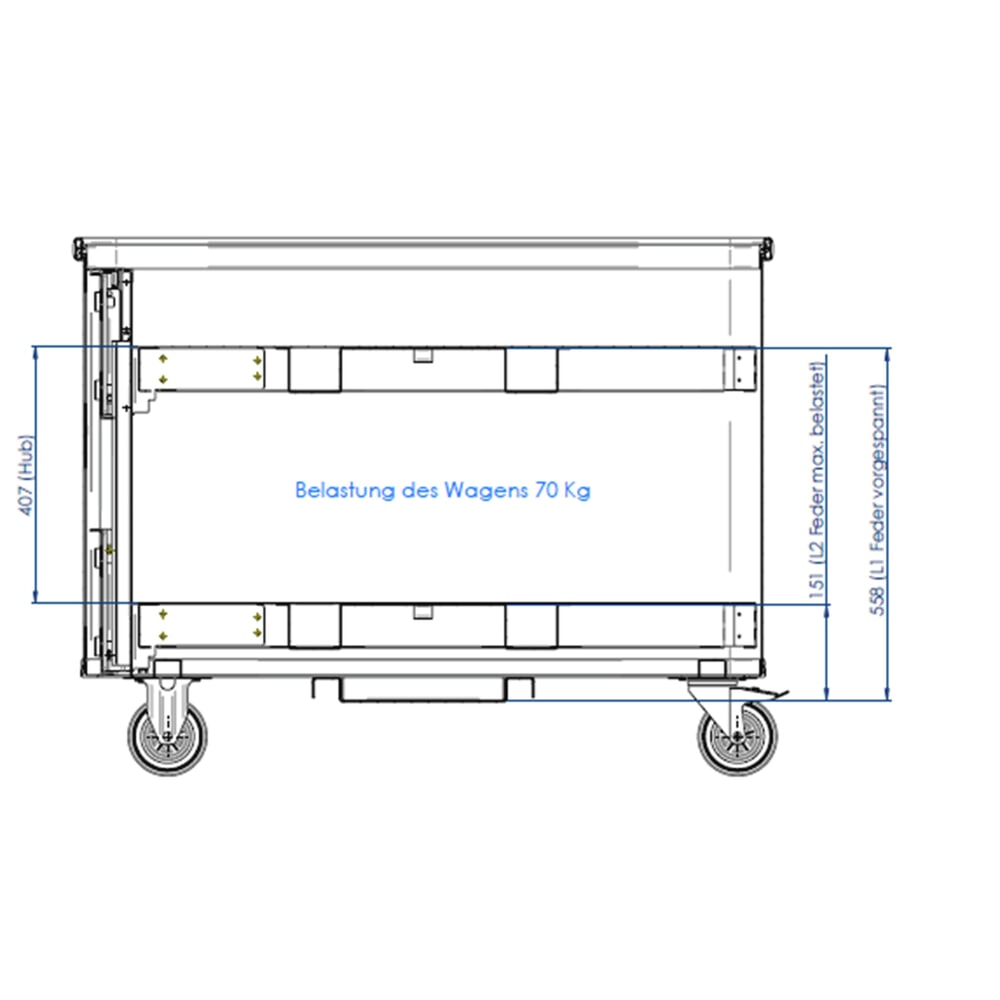 N° de l'image du produit 5 : Chariot à plateau sur ressort en aluminium, volume 380 litres