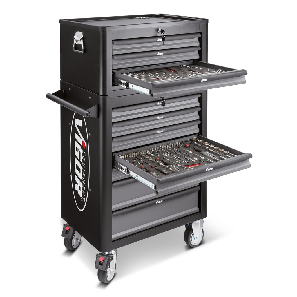 Illustration du produit: Chariot à outils VIGOR® 1000, 7 + 3 tiroirs + coffret de réhausse, vide